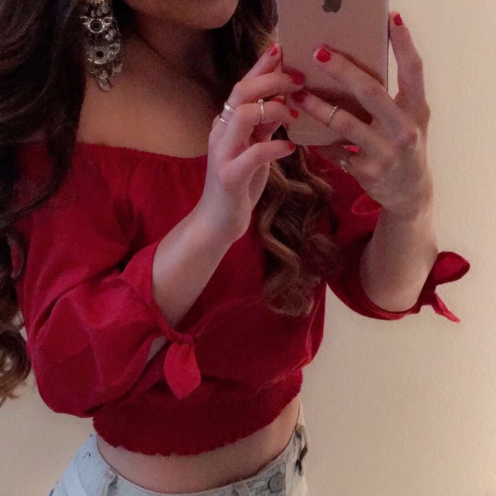 Red off the shoulder top